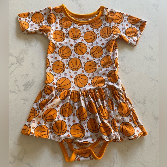 Dream Big Little Co Basketball Twirl Bodysuit Dress - Picture 1 of 3